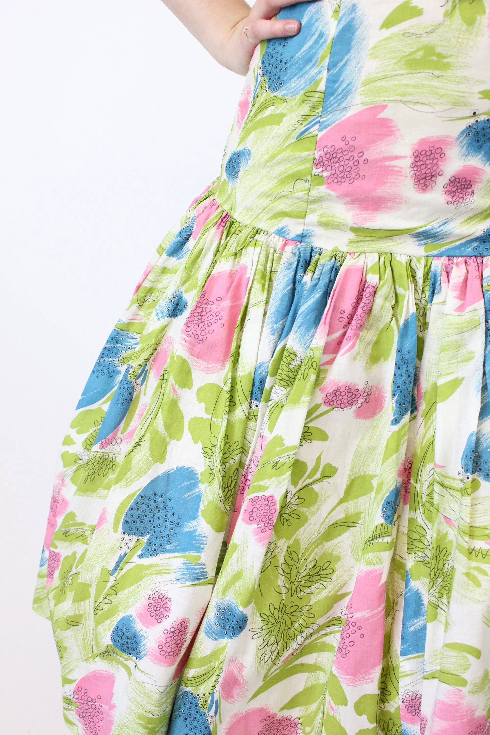 1950s Elverhoj cotton halter dress xxs | new spring