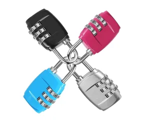 4 Pack Luggage Locks - Combination Padlock With 3-Digit Codes - Alloy Body