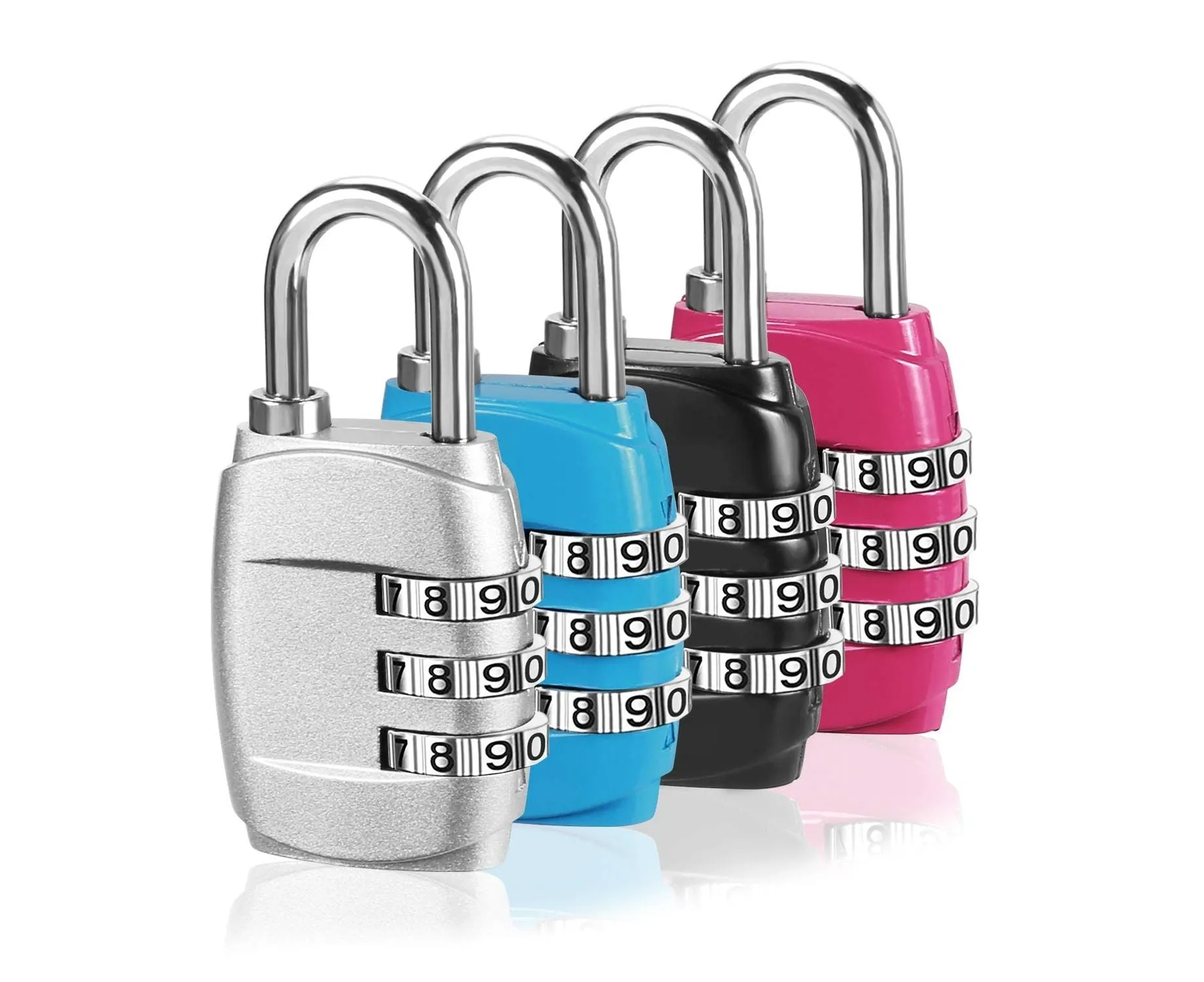 4 Pack Luggage Locks - Combination Padlock With 3-Digit Codes - Alloy Body