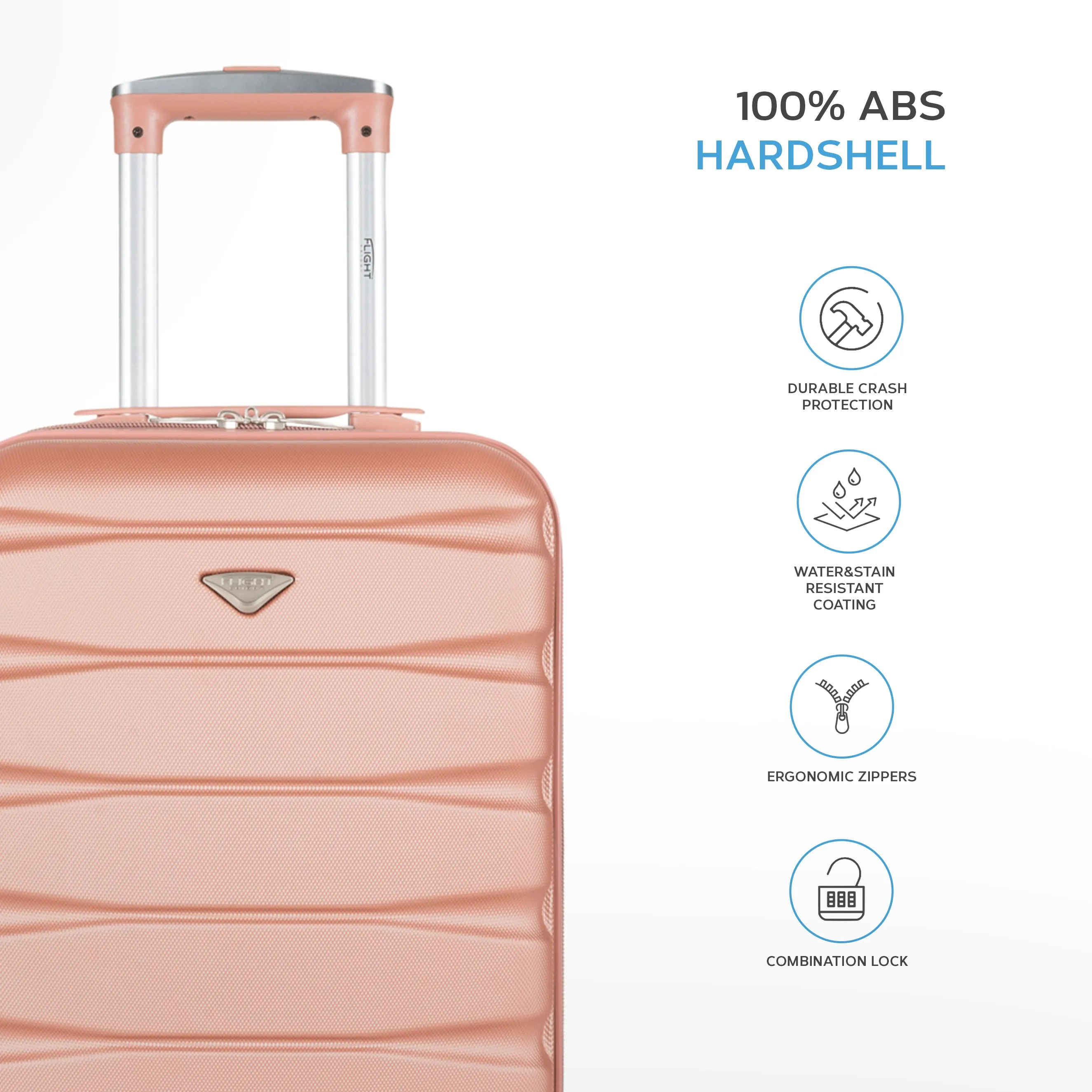 55x35x20 Lightweight 4 Wheel ABS Hard Case Suitcases Cabin Carry On Hand Luggage