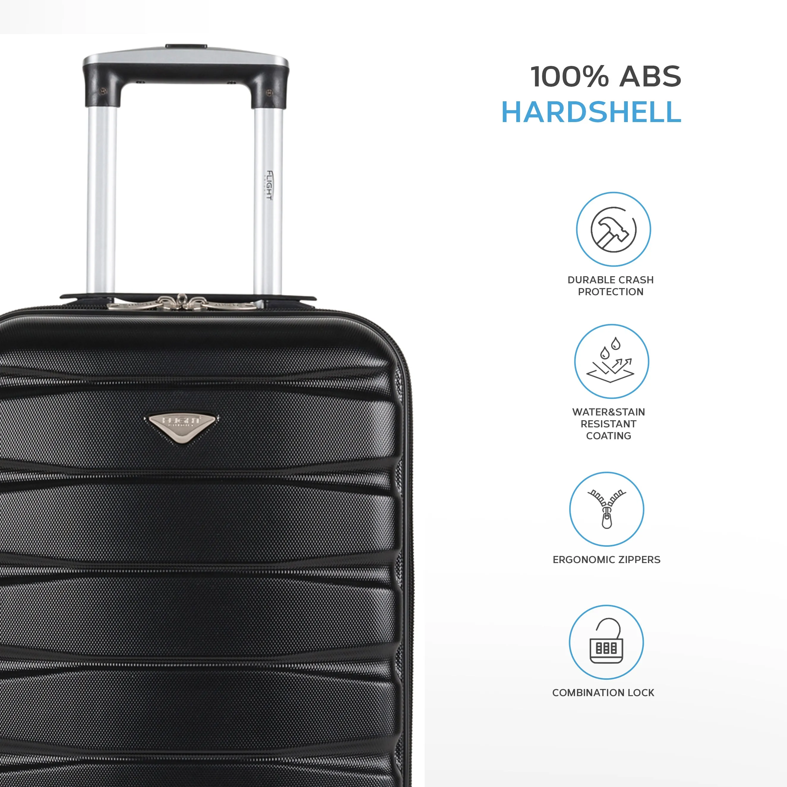 55x35x20 Lightweight 4 Wheel ABS Hard Case Suitcases Cabin Carry On Hand Luggage