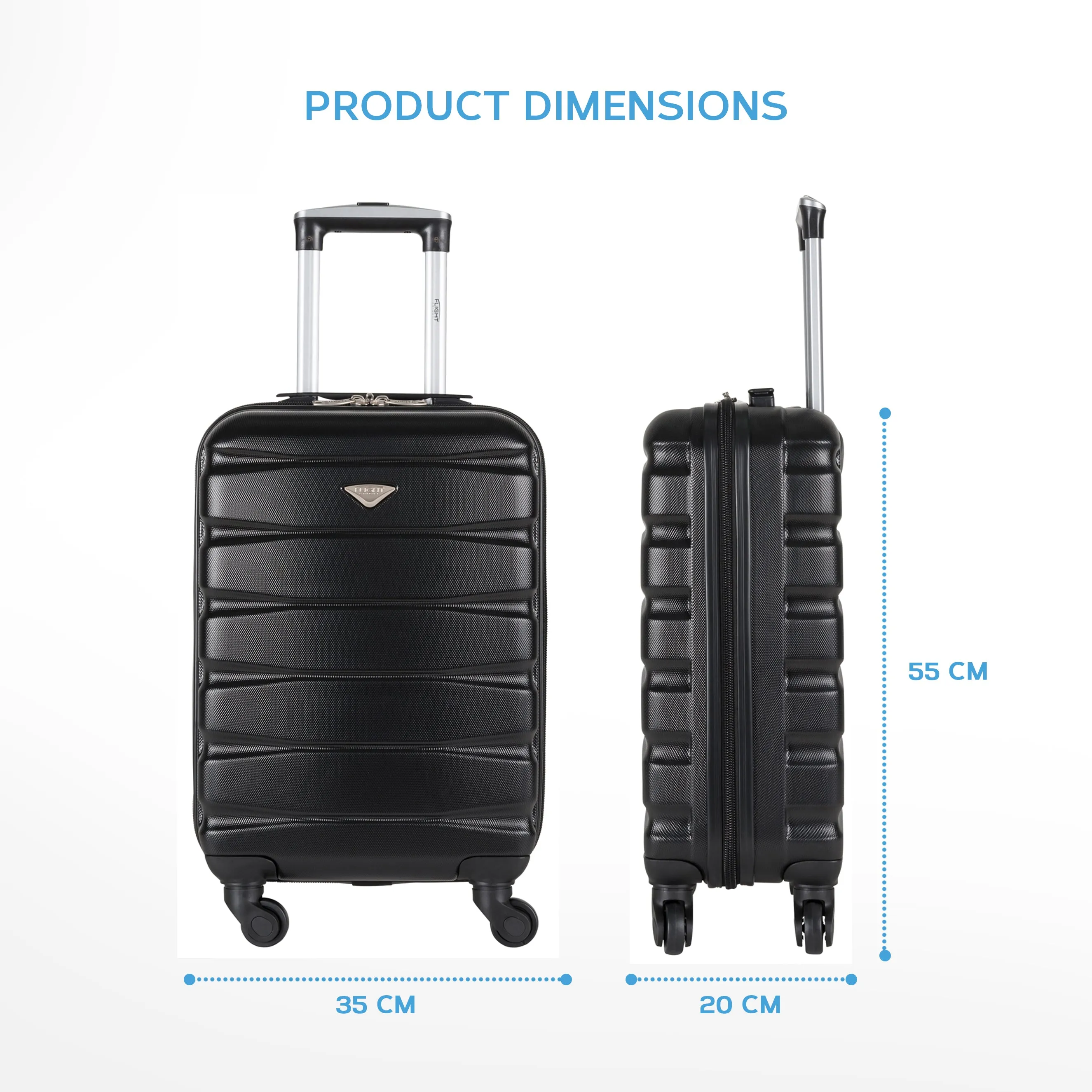 55x35x20 Lightweight 4 Wheel ABS Hard Case Suitcases Cabin Carry On Hand Luggage