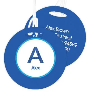 A Linen Blue Letter Personalized Bag Tag