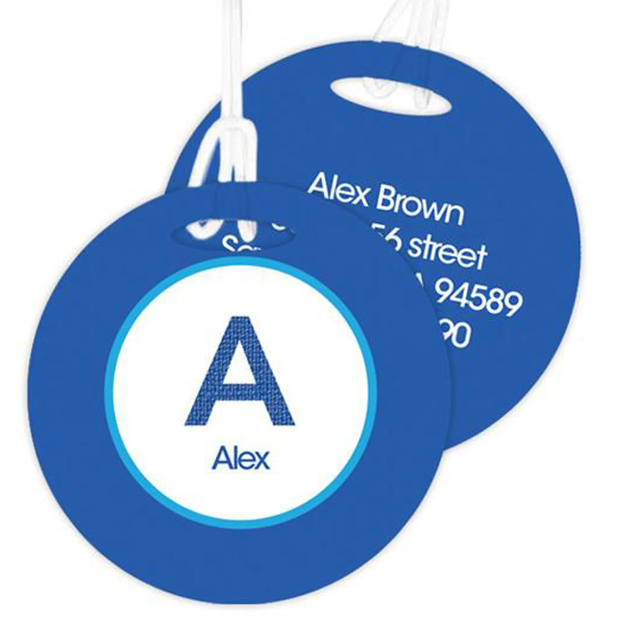 A Linen Blue Letter Personalized Bag Tag
