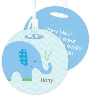 Blue Baby Elephant Personalized Bag Tag
