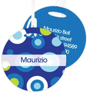 Blue Circles And Circles Personalized Bag Tag