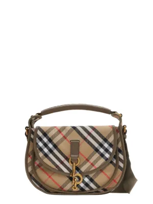 Burberry Small B Clip Messenger Bag in Sand Check