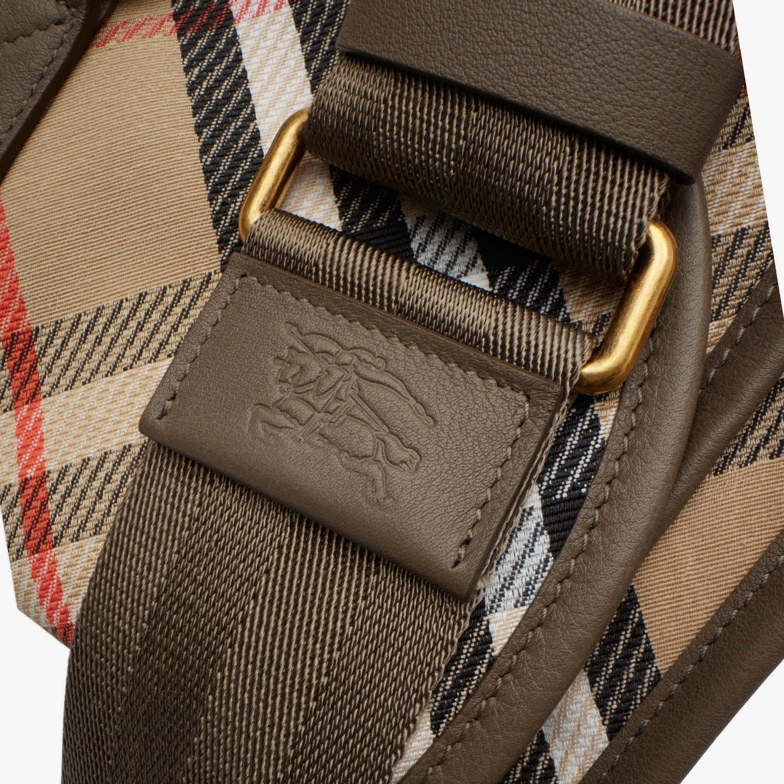 Burberry Small B Clip Messenger Bag in Sand Check