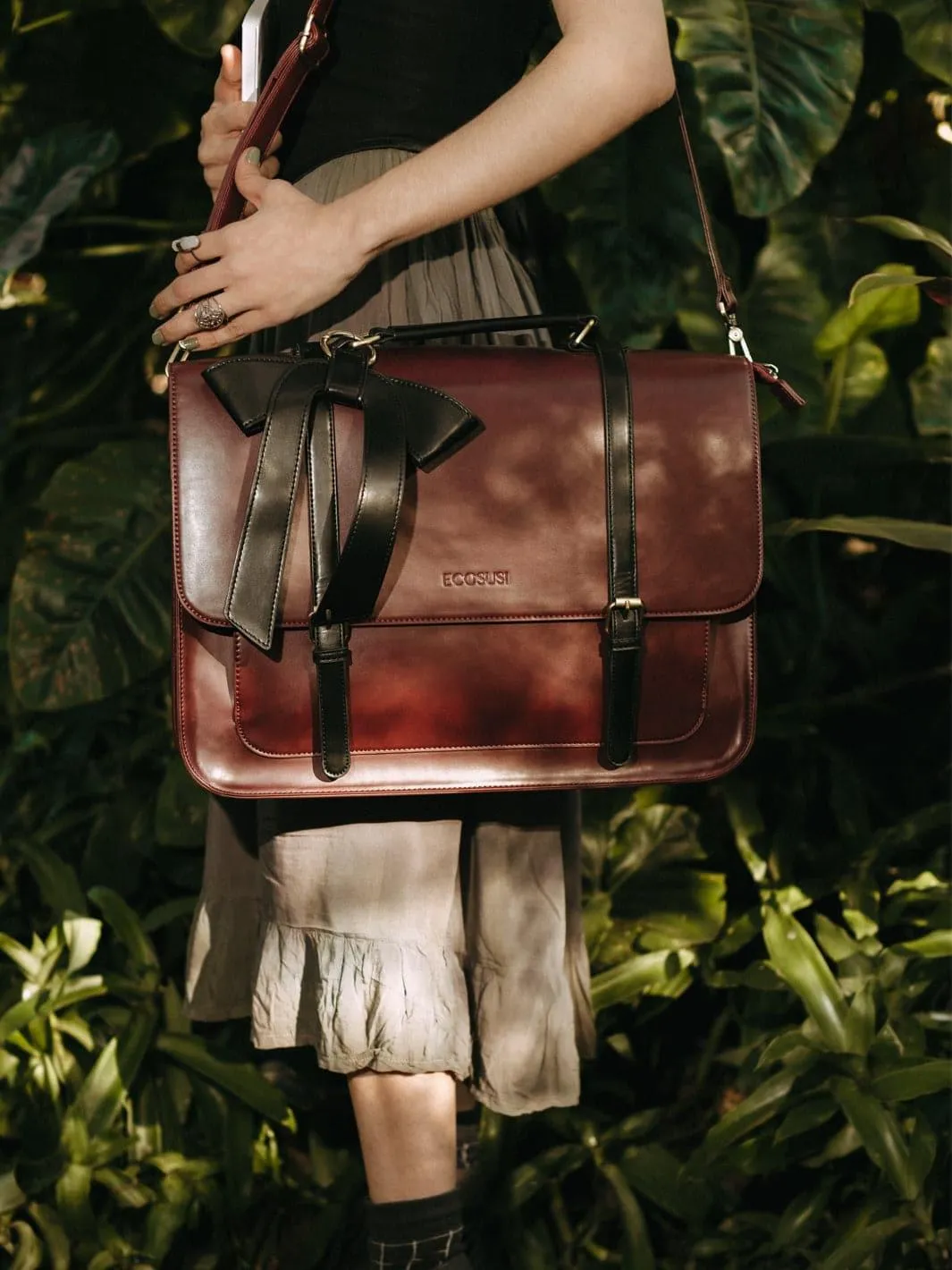 Cocoa Truffle Ecosusi Classic Bow Briefcase - Pink