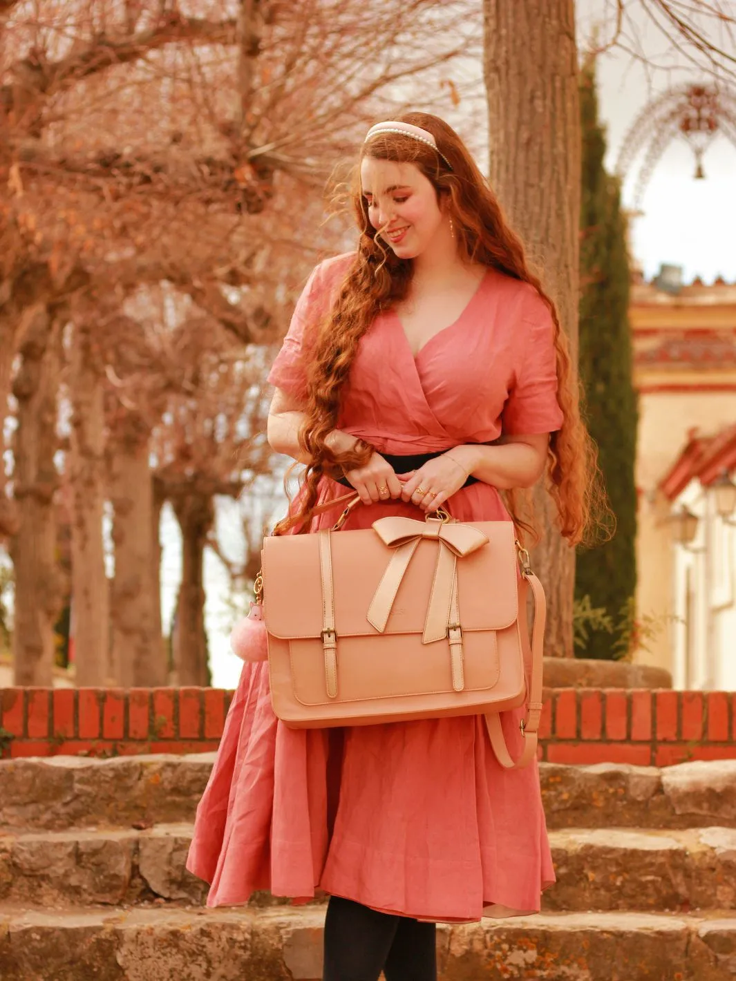 Cocoa Truffle Ecosusi Classic Bow Briefcase - Pink