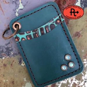 Copper Tipped Turquoise Croc Card Holder Wallet
