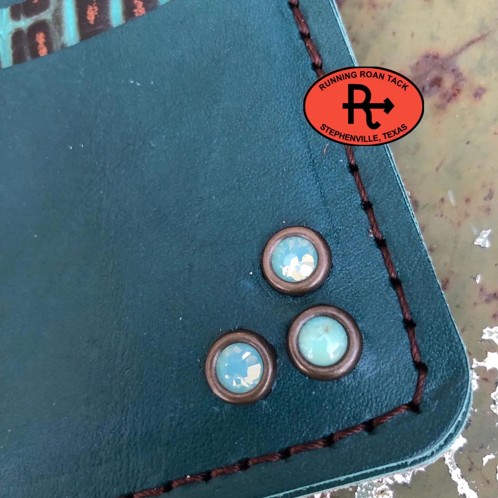 Copper Tipped Turquoise Croc Card Holder Wallet