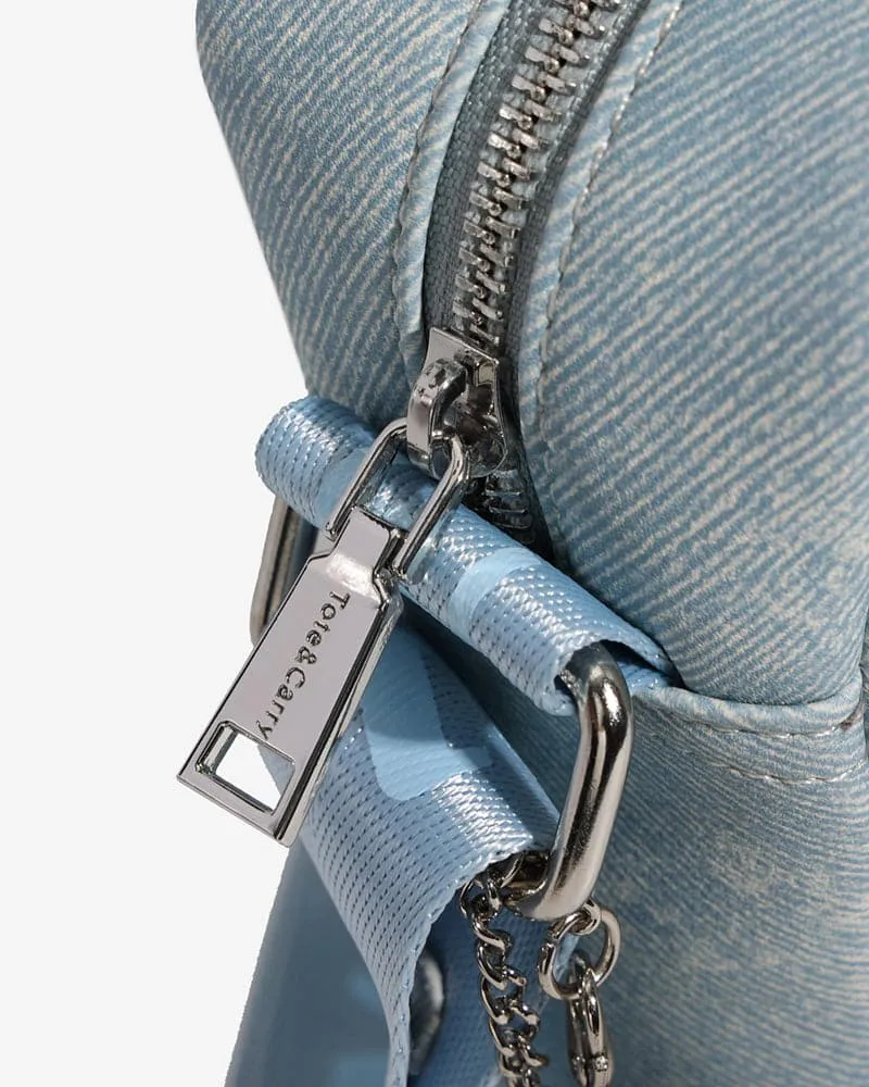 Denim Crossbody Bread Bag in Light Blue