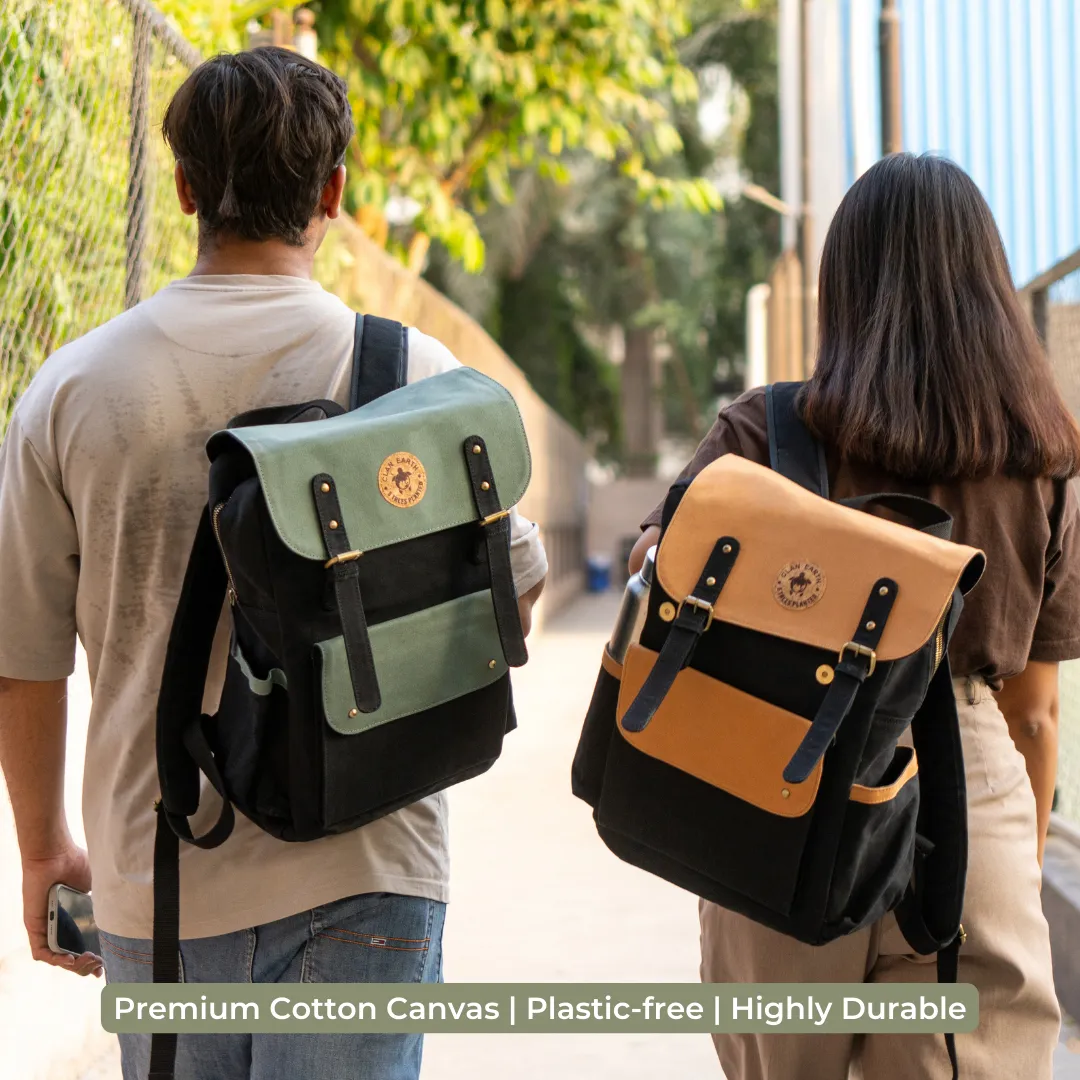 Dugong Backpack - Camel Brown- Canvas Daily/Office/City/Travel Sustainable Laptop Backpack