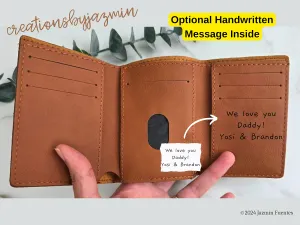 Father's Day Gift, Personalized Leatherette Trifold Wallet, Custom Gift For Dad