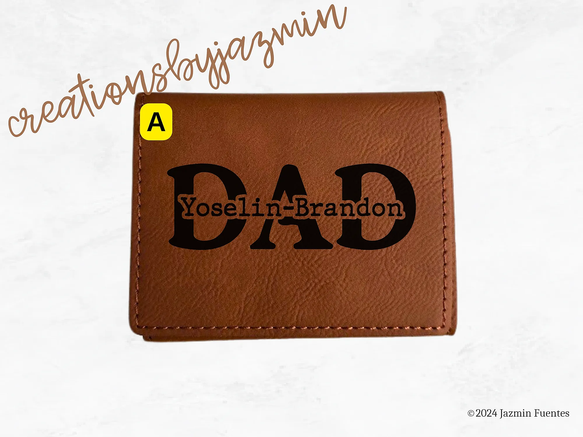 Father's Day Gift, Personalized Leatherette Trifold Wallet, Custom Gift For Dad