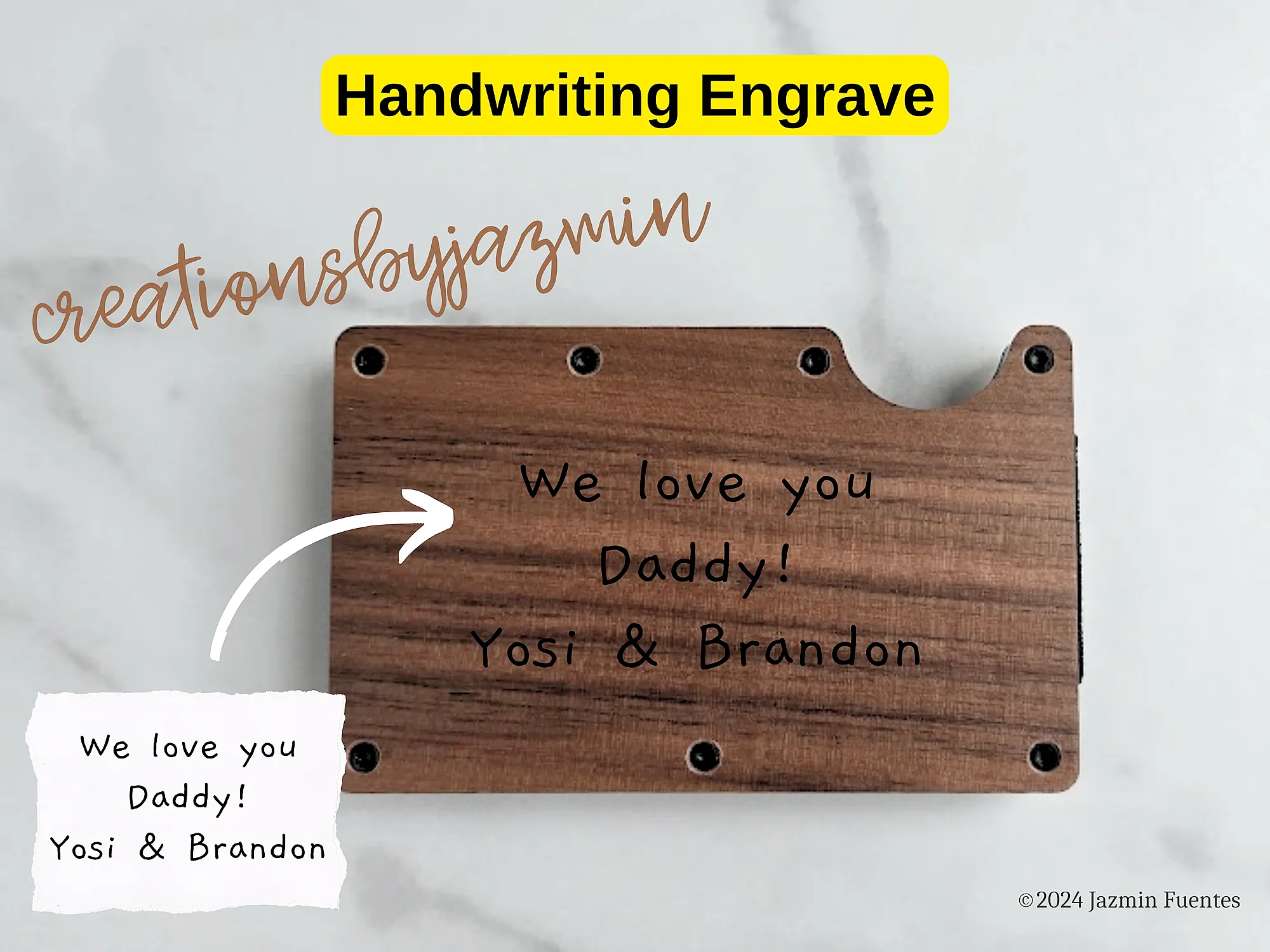 Father's Day Gift, Personalized Wooden Minimalist Wallet, Custom Gift For Dad