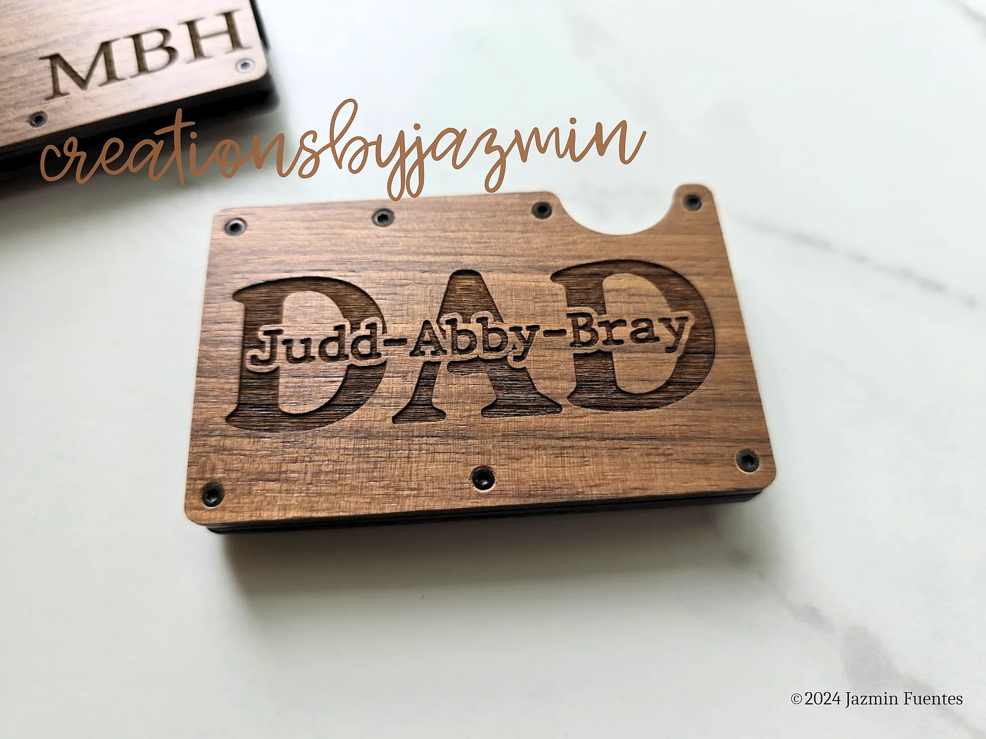 Father's Day Gift, Personalized Wooden Minimalist Wallet, Custom Gift For Dad