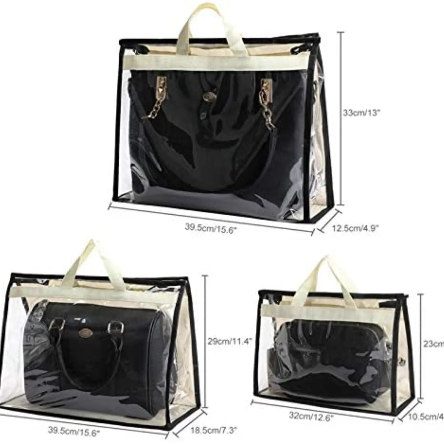 Homlly Transparent Dust proof Handbag Storage Protector with Zipper