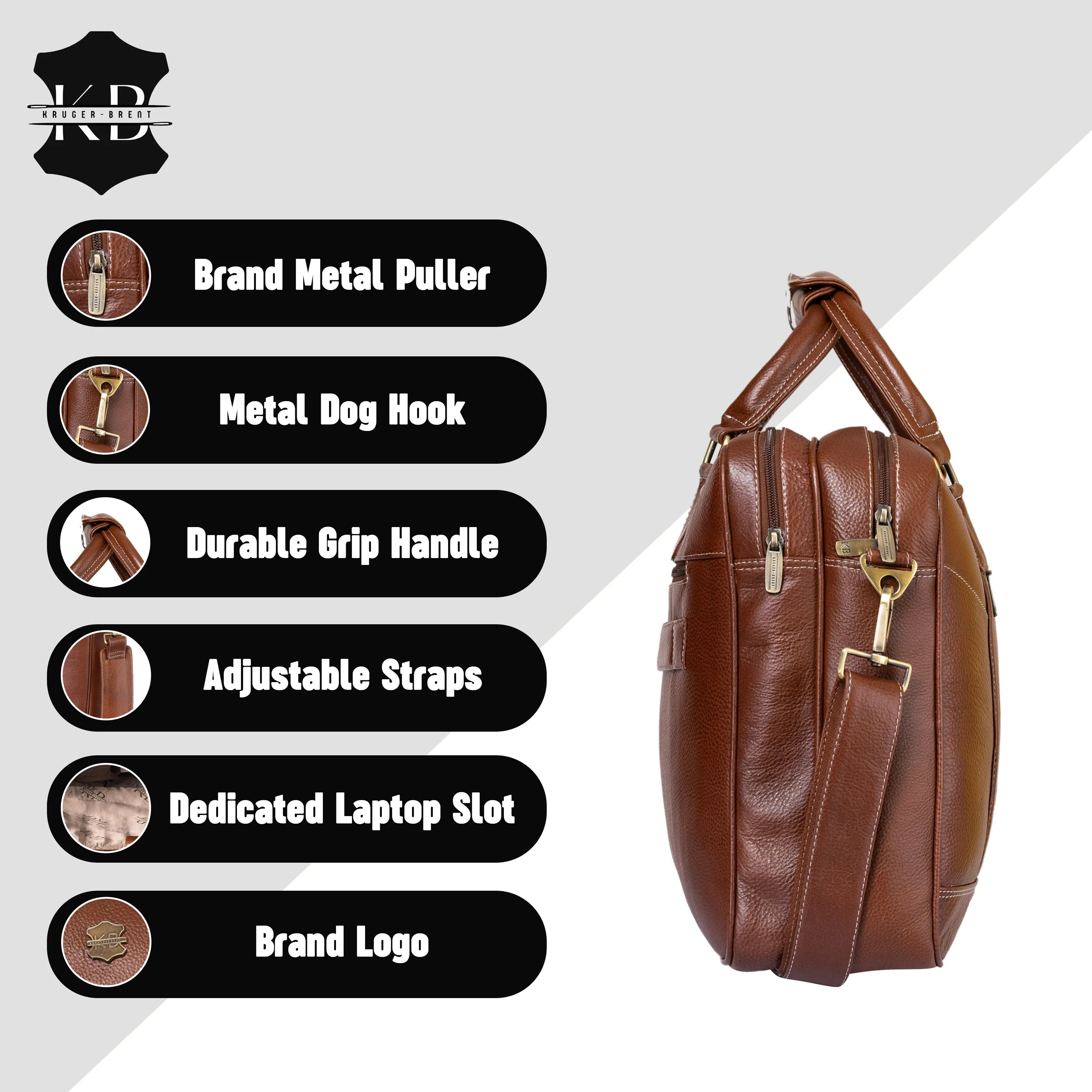 Kuger-Brent Spectre Cognac Genuine Leather Unisex Messenger Bag
