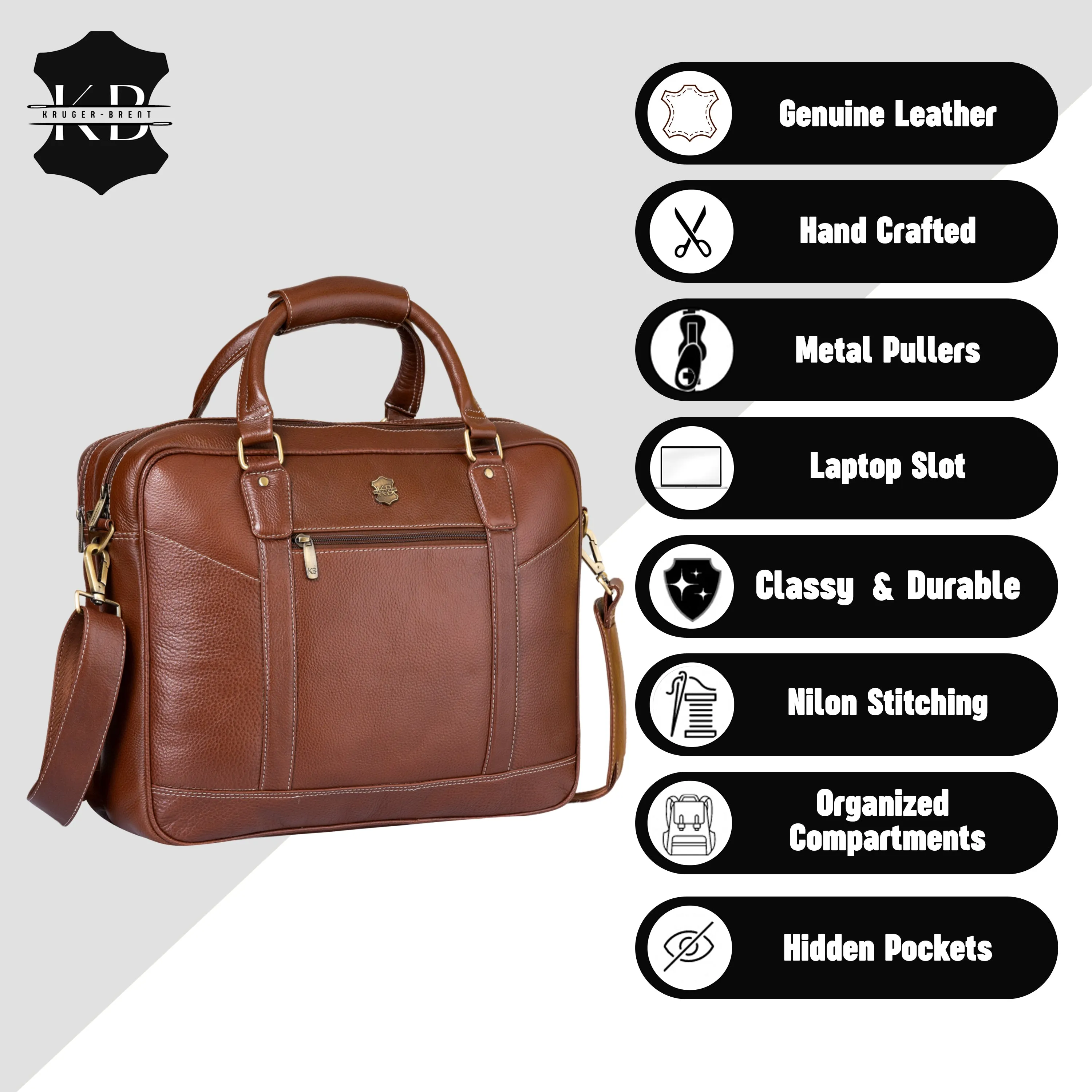 Kuger-Brent Spectre Cognac Genuine Leather Unisex Messenger Bag