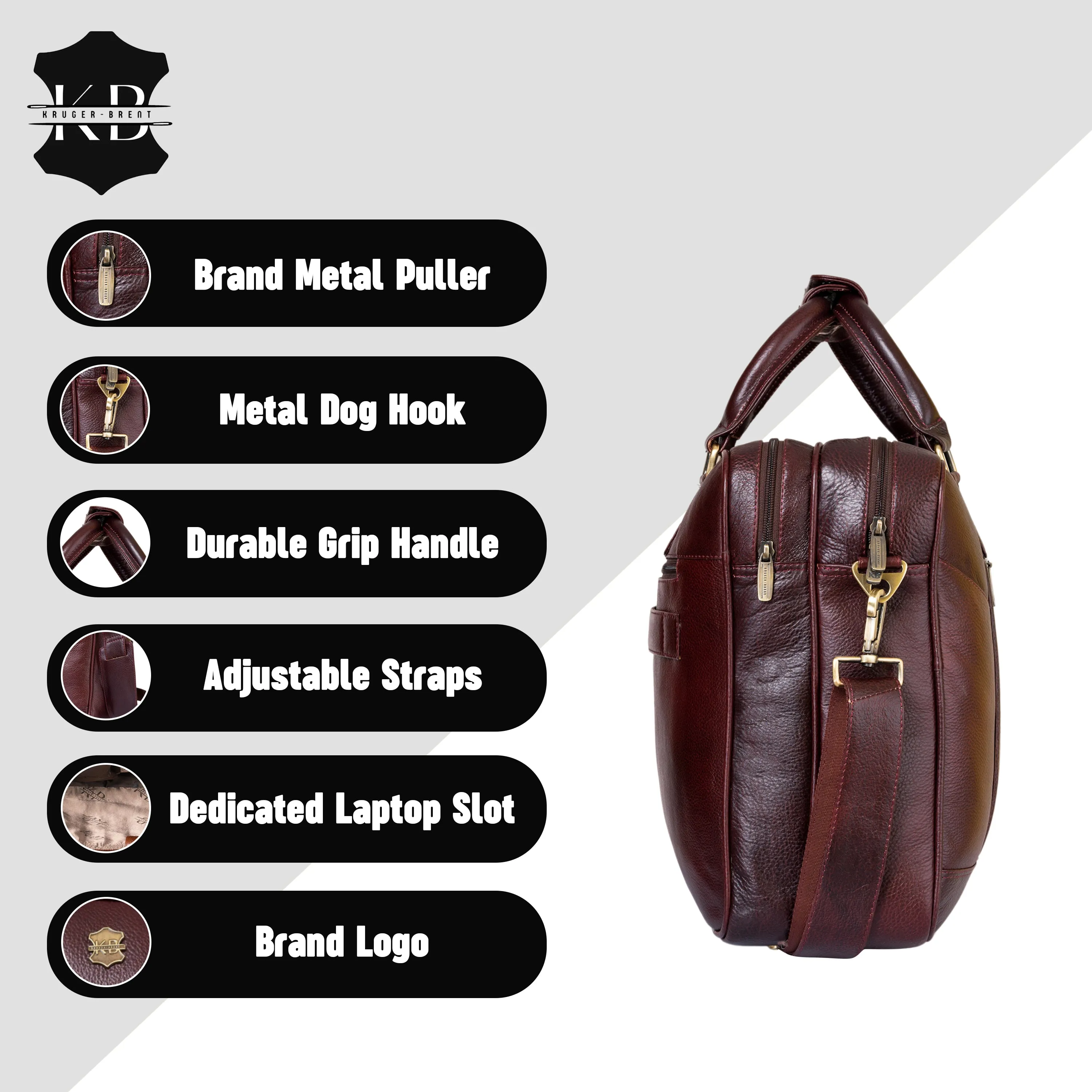 Kuger-Brent Spectre Wine Genuine Leather Unisex Messenger Bag
