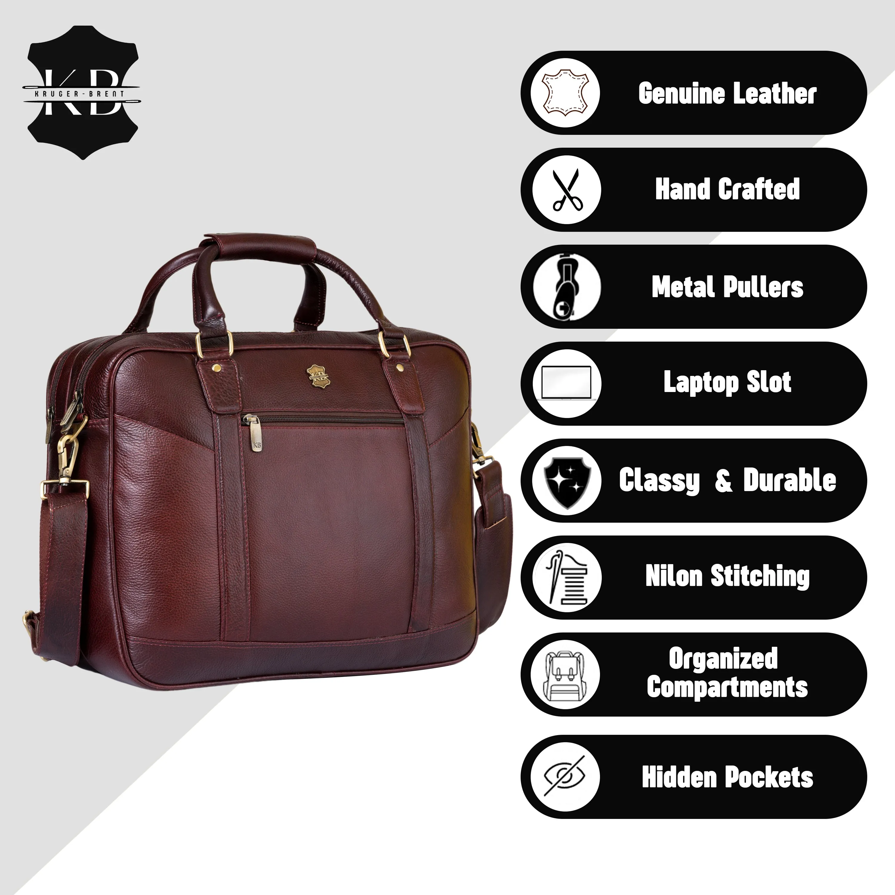 Kuger-Brent Spectre Wine Genuine Leather Unisex Messenger Bag