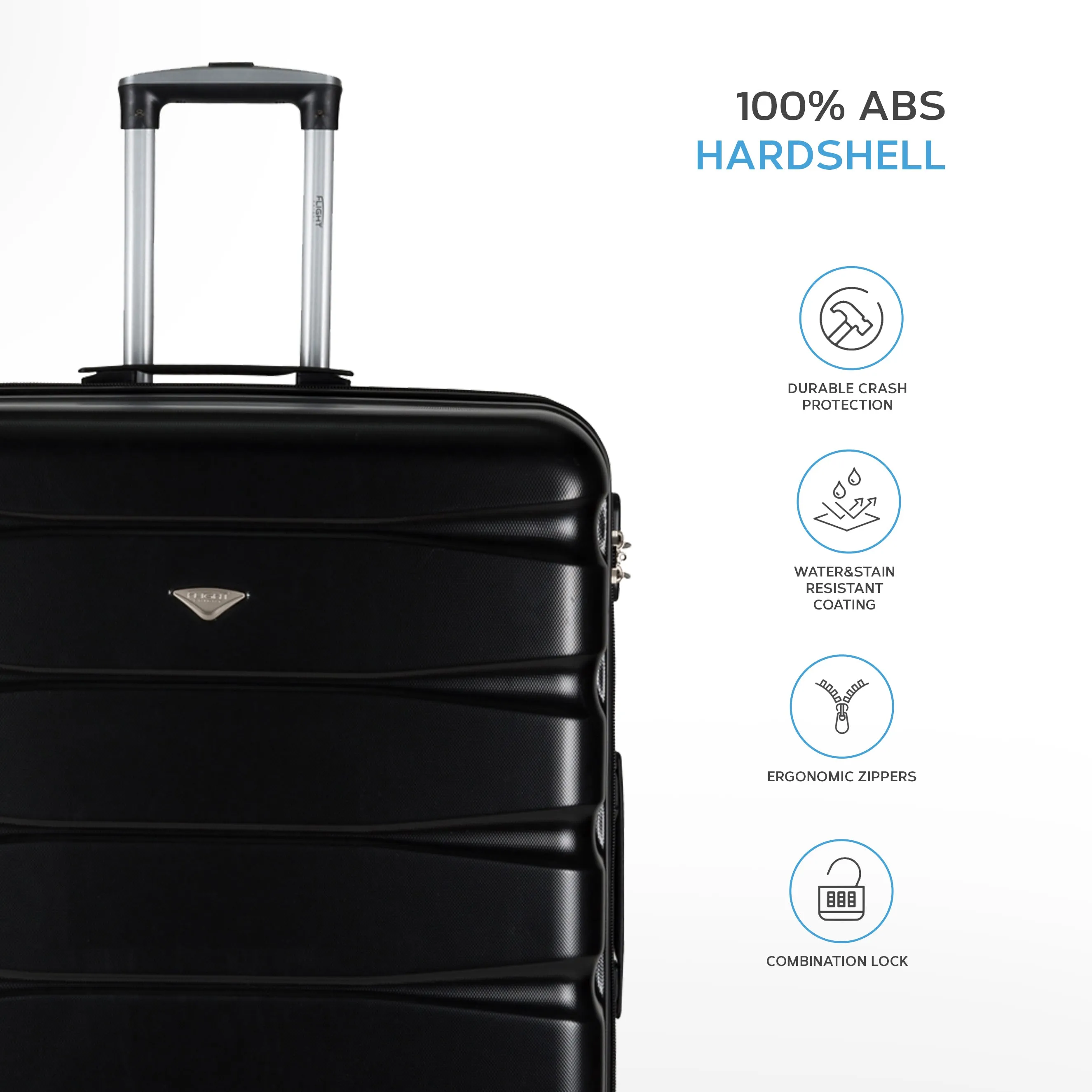 Lightweight 4 Wheel ABS Hard Case Suitcases Cabin & Hold Luggage Options 100  Airlines Approved