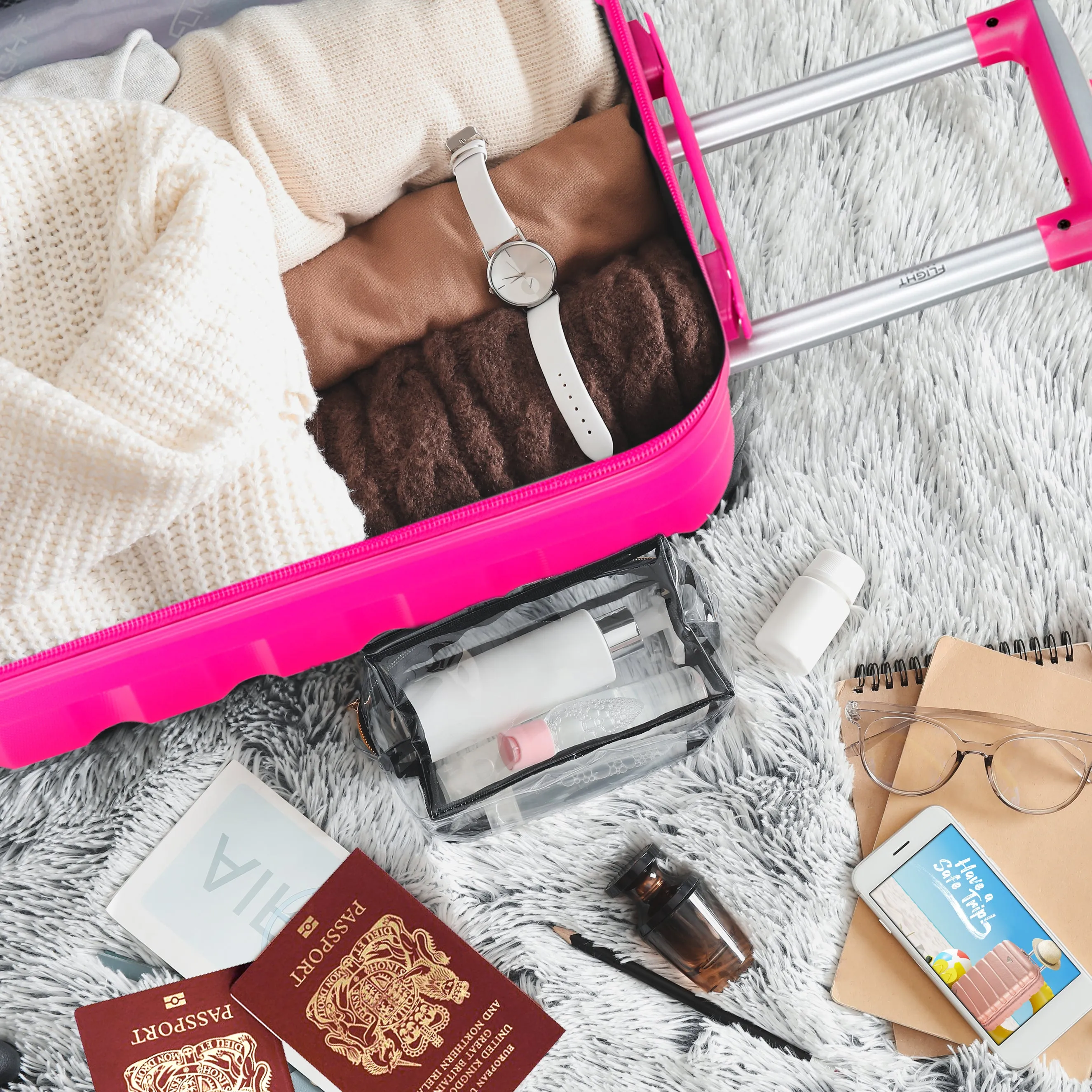 Lightweight 4 Wheel ABS Hard Case Suitcases Cabin & Hold Luggage Options 100  Airlines Approved