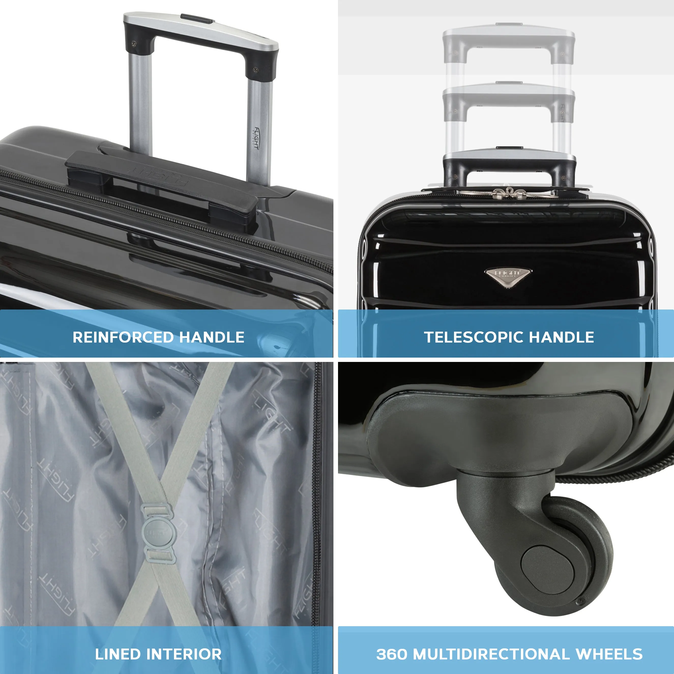 Lightweight 4 Wheel ABS Hard Case Suitcases Cabin & Hold Luggage Options 100  Airlines Approved