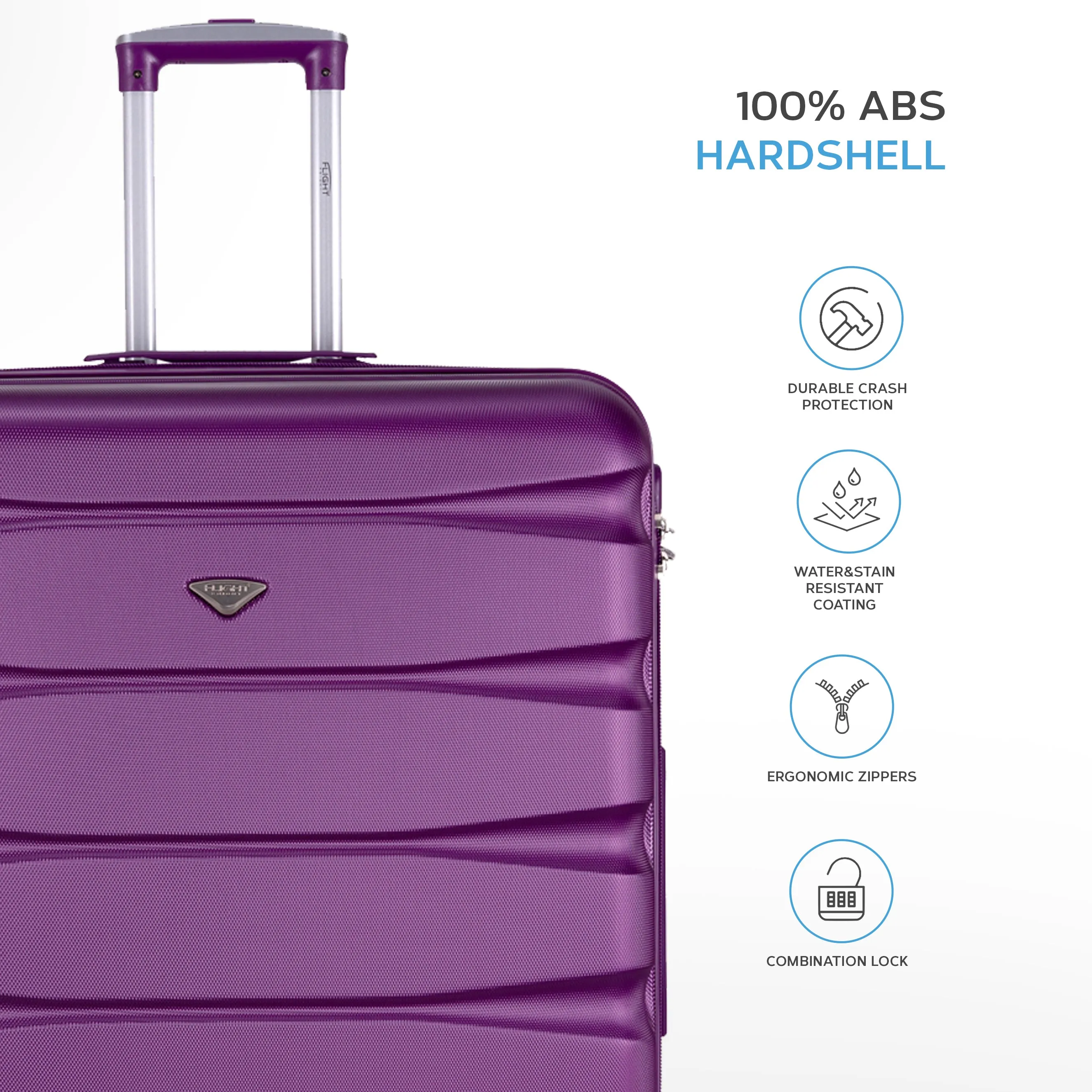 Lightweight 4 Wheel ABS Hard Case Suitcases Cabin & Hold Luggage Options 100  Airlines Approved