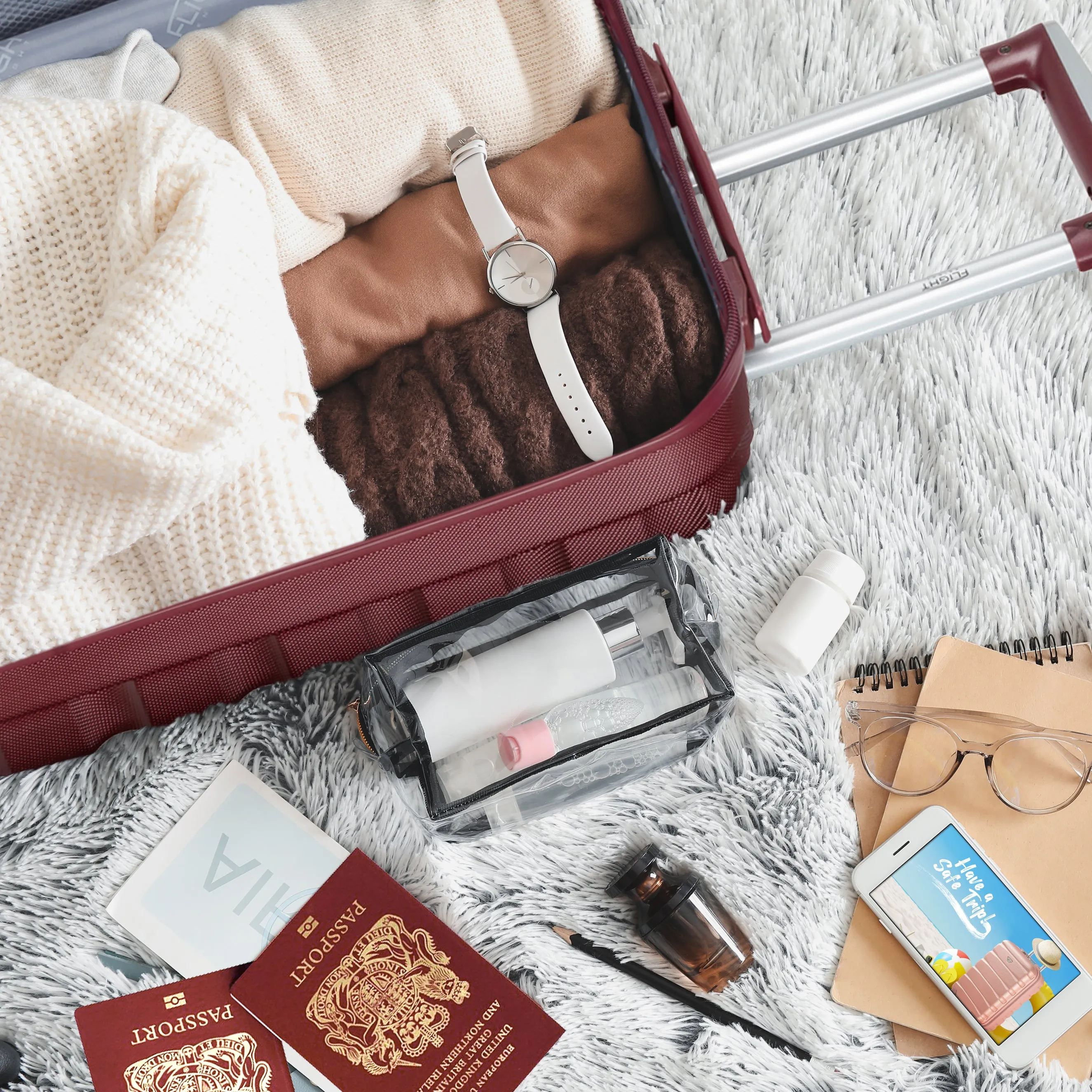 Lightweight 4 Wheel ABS Hard Case Suitcases Cabin & Hold Luggage Options 100  Airlines Approved