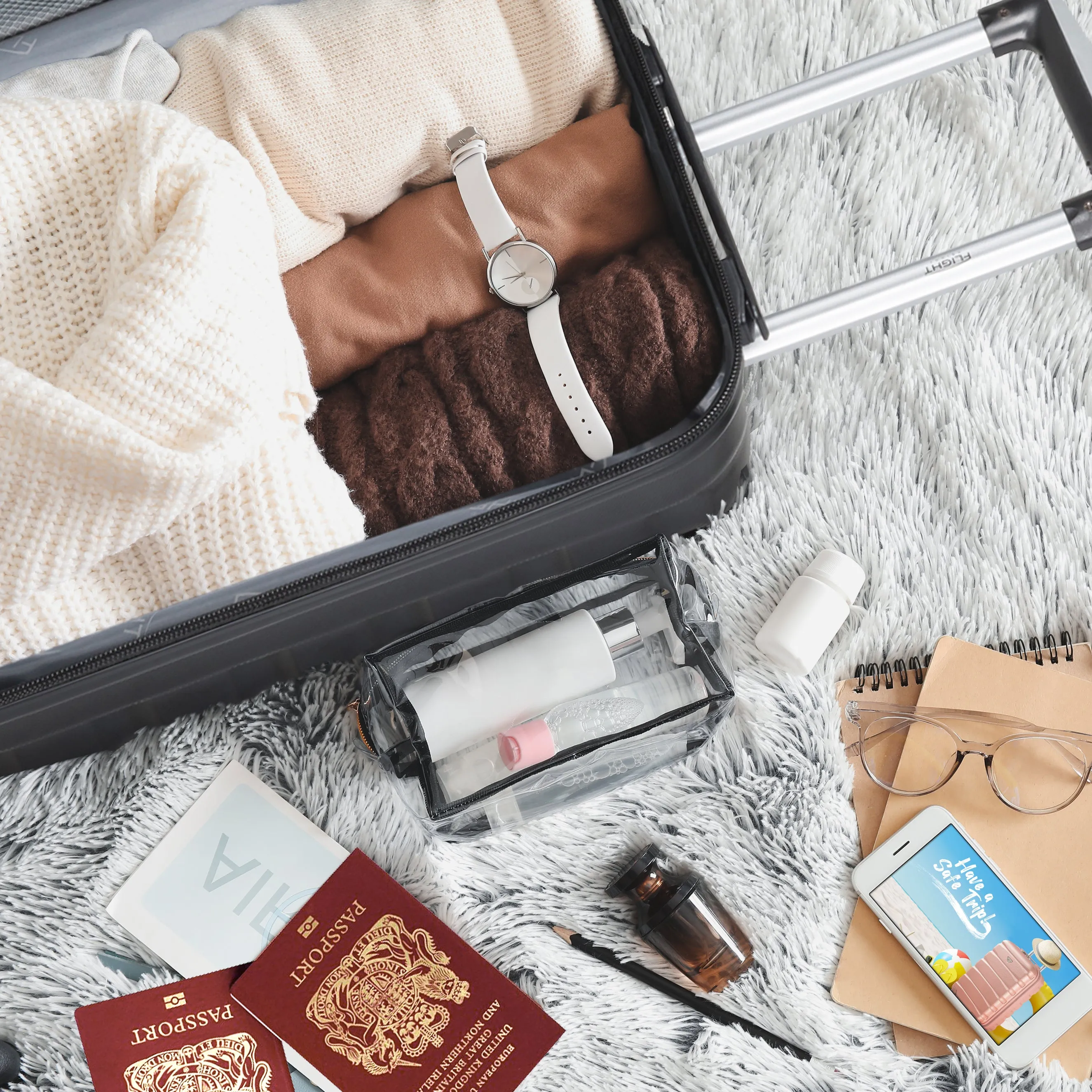 Lightweight 4 Wheel ABS Hard Case Suitcases Cabin & Hold Luggage Options 100  Airlines Approved