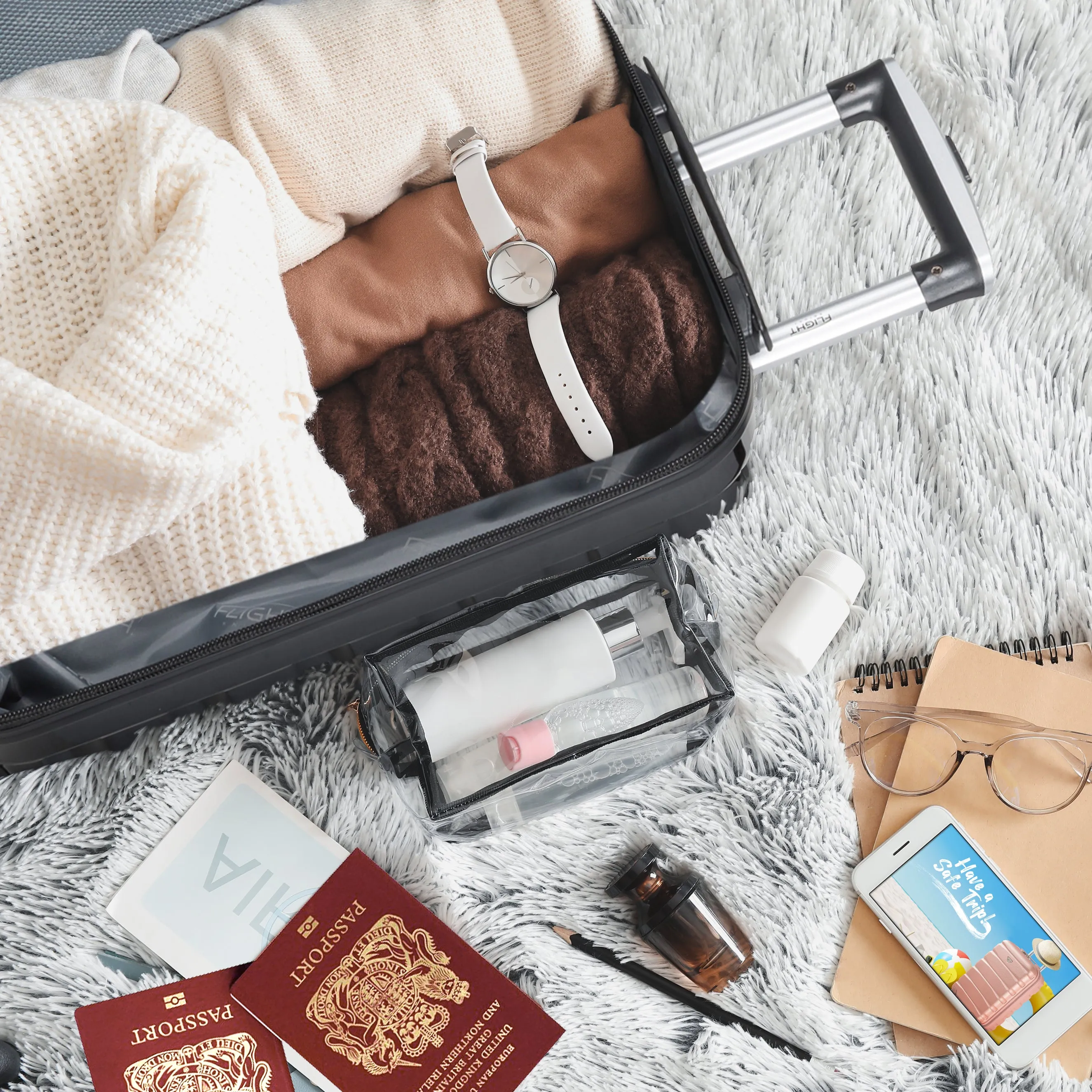 Lightweight 4 Wheel ABS Hard Case Suitcases Cabin & Hold Luggage Options 100  Airlines Approved