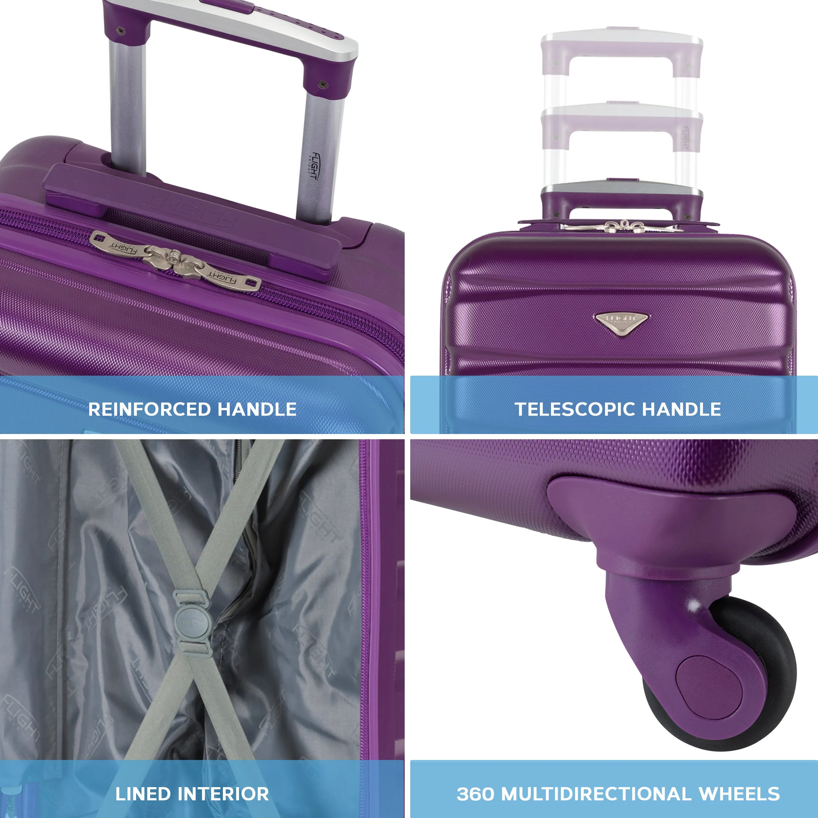 Lightweight 4 Wheel ABS Hard Case Suitcases Cabin & Hold Luggage Options 100  Airlines Approved