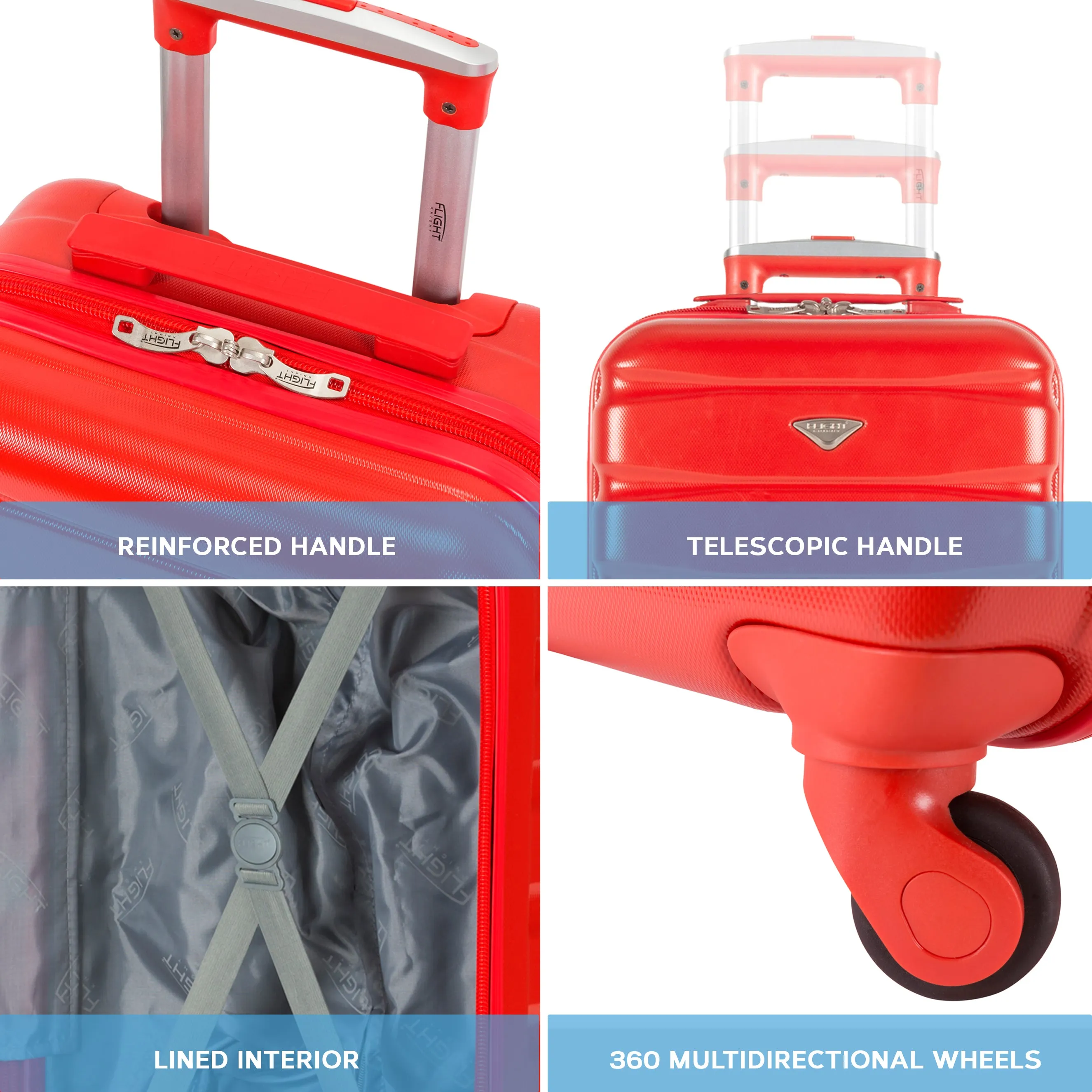 Lightweight 4 Wheel ABS Hard Case Suitcases Cabin & Hold Luggage Options 100  Airlines Approved