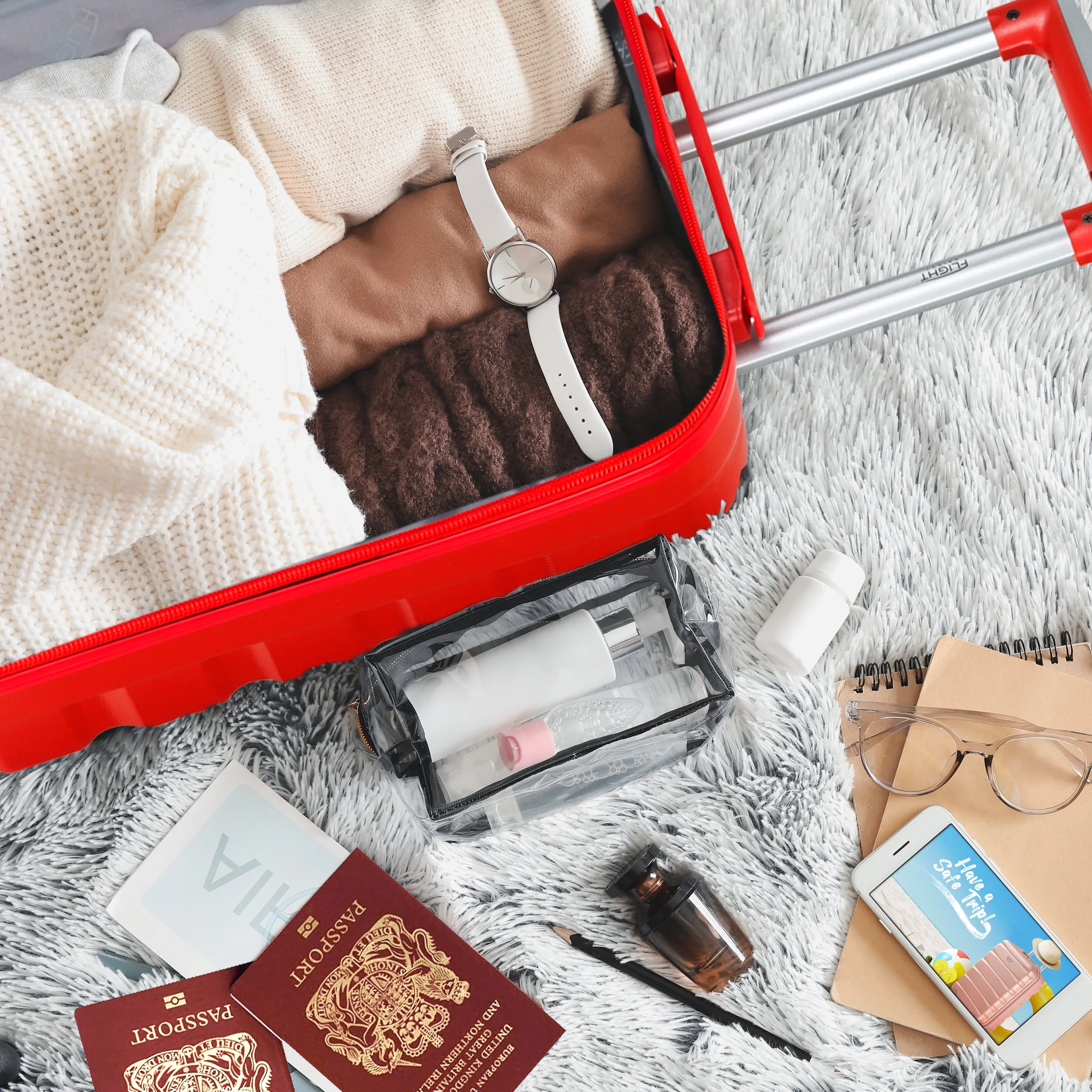 Lightweight 4 Wheel ABS Hard Case Suitcases Cabin & Hold Luggage Options 100  Airlines Approved