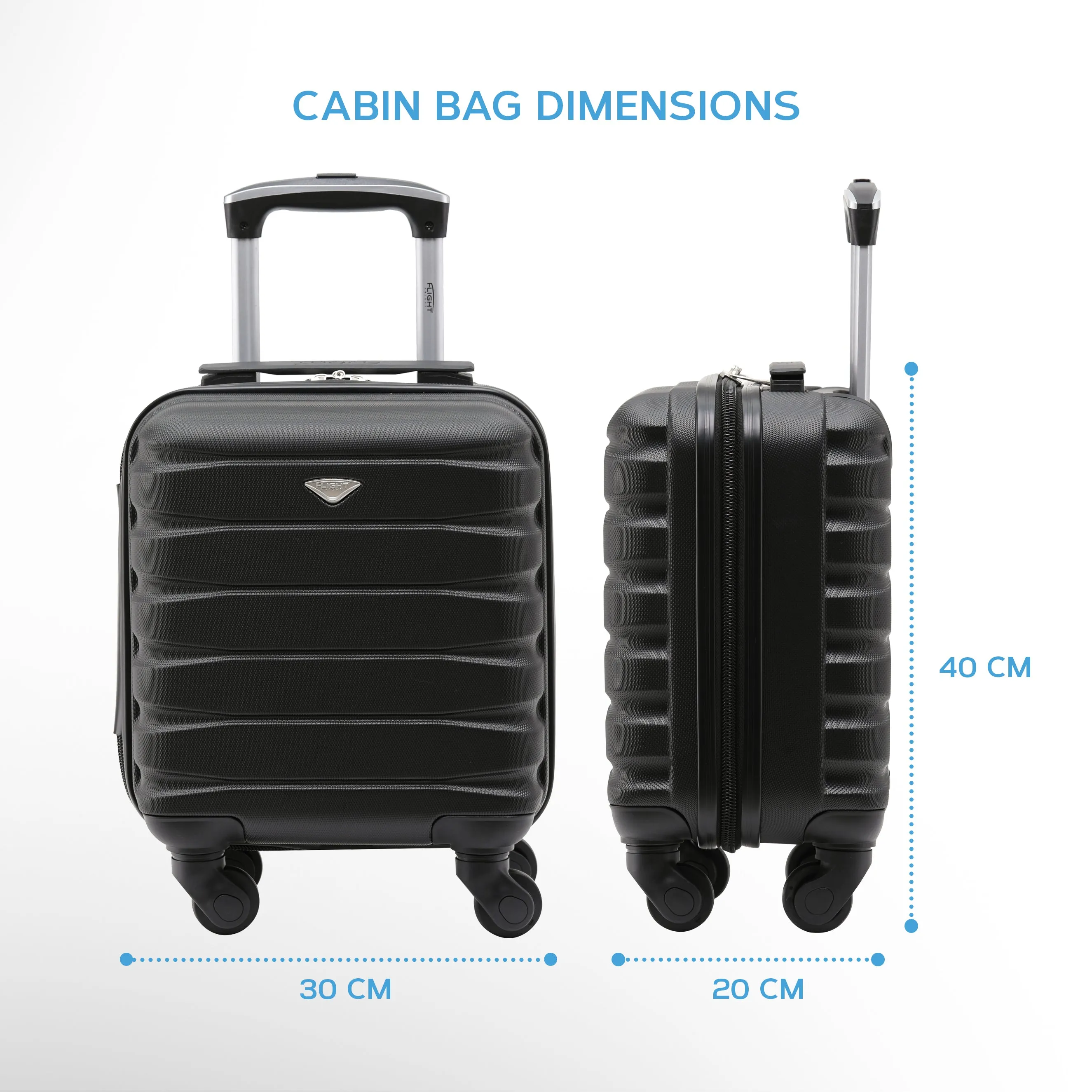 Lightweight 4 Wheel ABS Hard Case Suitcases Cabin Carry On Hand Luggage Approved for Over 100 Airlines Including easyJet & Maximum Size for Vueling & Wizz Air 40x30x20cm
