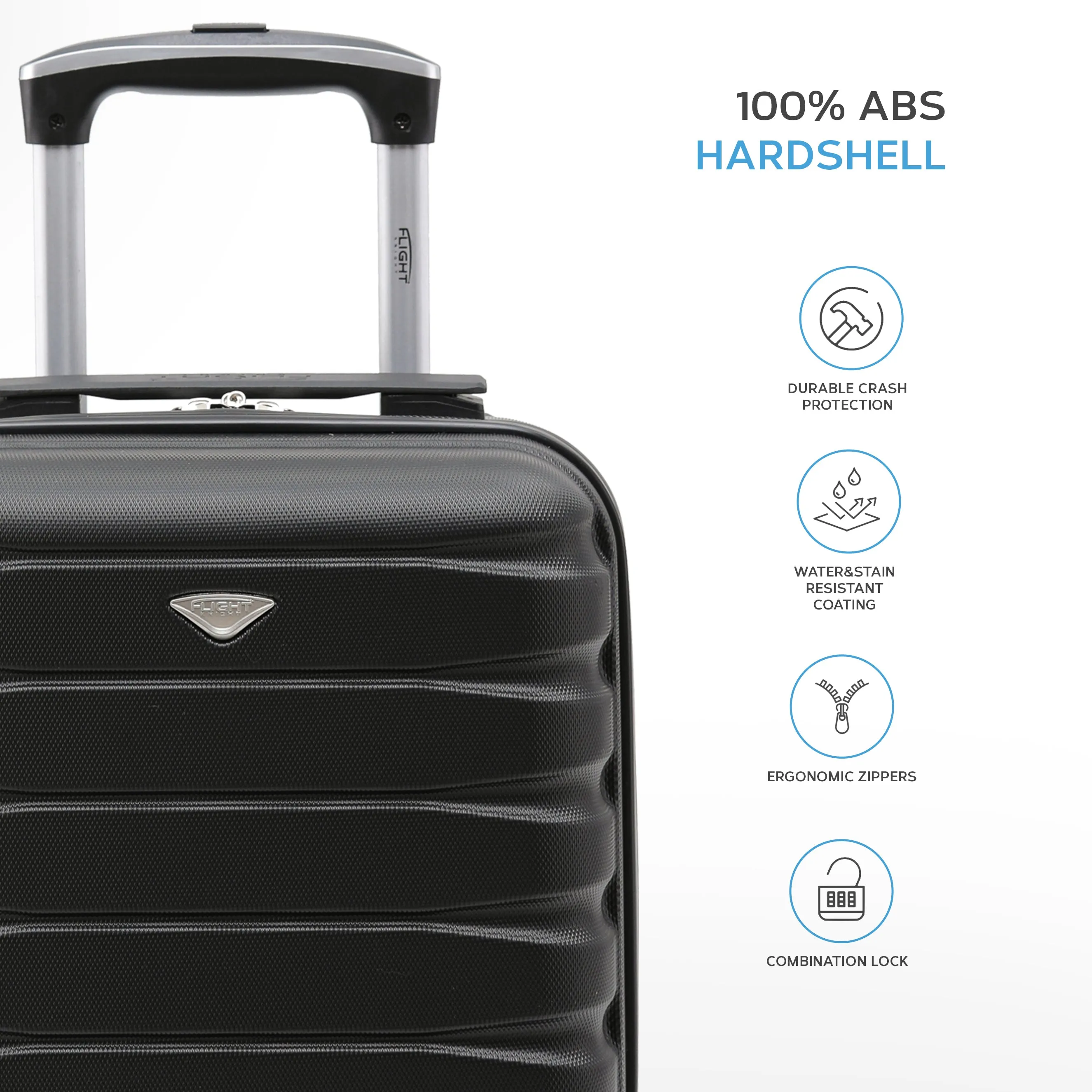 Lightweight 4 Wheel ABS Hard Case Suitcases Cabin Carry On Hand Luggage Approved for Over 100 Airlines Including easyJet & Maximum Size for Vueling & Wizz Air 40x30x20cm