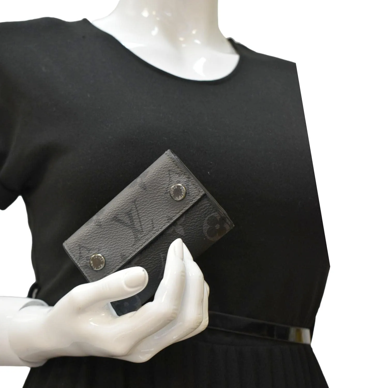 LOUIS VUITTON Discovery Monogram Eclipse Tri-Fold Wallet Grey