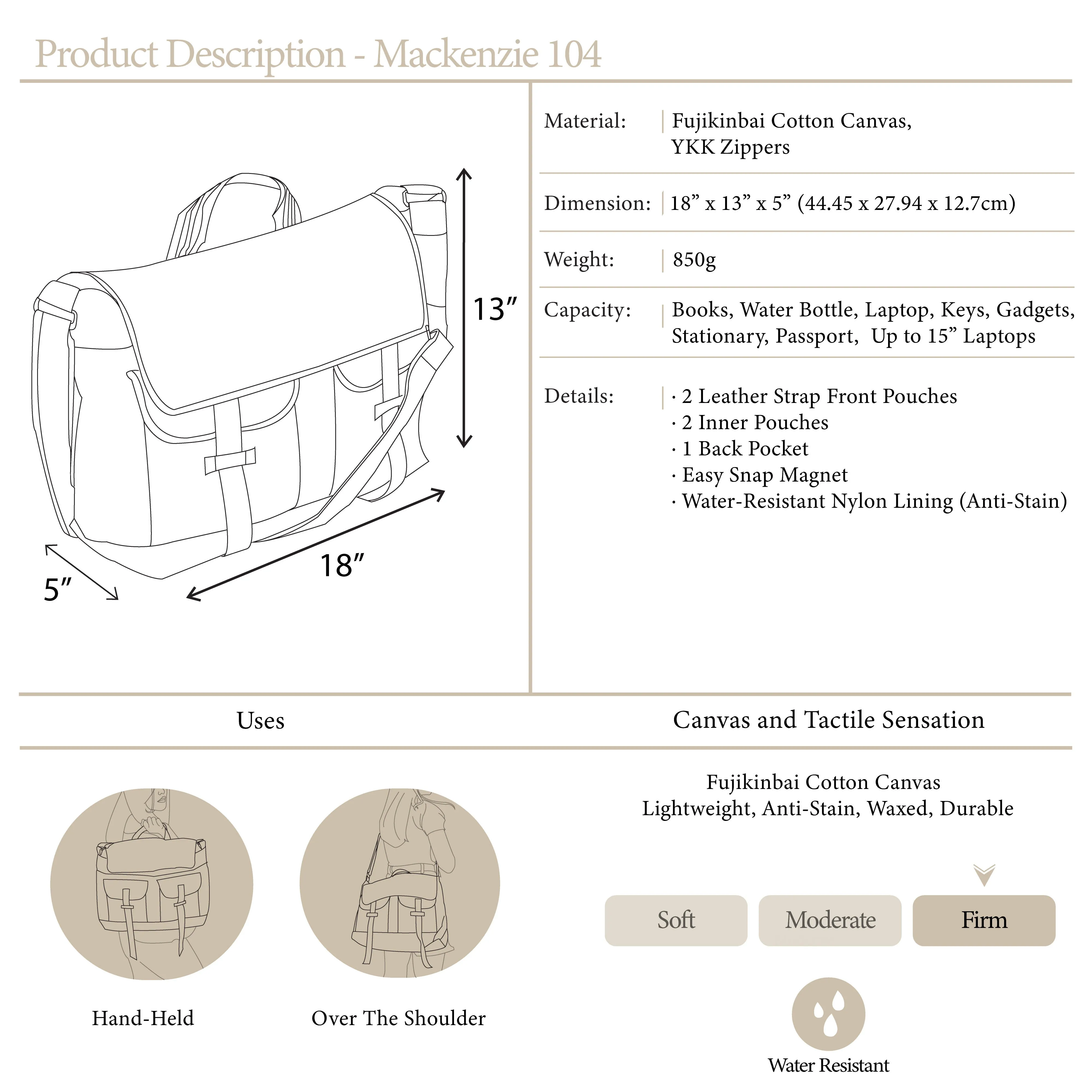 Mackenzie 104 Charcoal | Messenger Bag