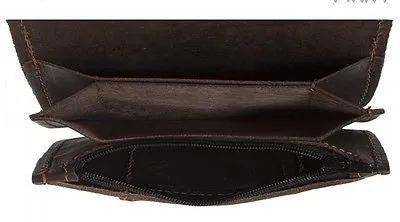 MEN'S MOTORCYCLE BROWN BIKER BIFOLD LEATHER SILVER CHAIN WALLET NEW