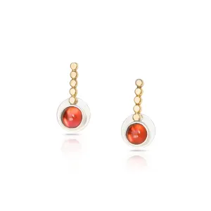 Minimalist Mixed Metal and Garnet Post Earrings - LITTLE DROPS