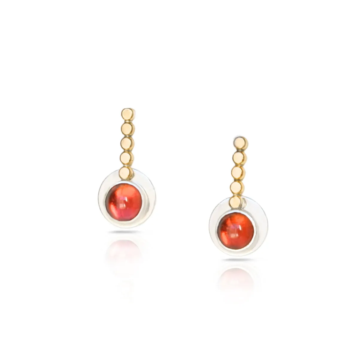 Minimalist Mixed Metal and Garnet Post Earrings - LITTLE DROPS