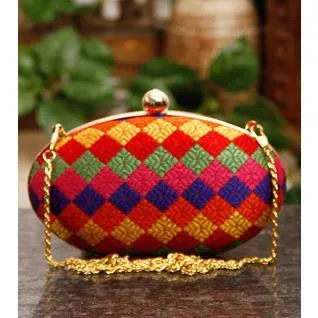 Multicoloured Oval Clutch