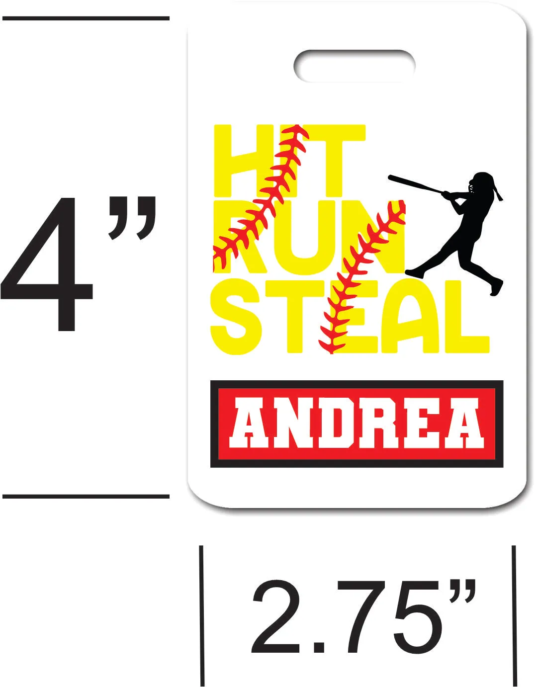 Personalized Softball Luggage Tag for Girls - Name Bag Tag