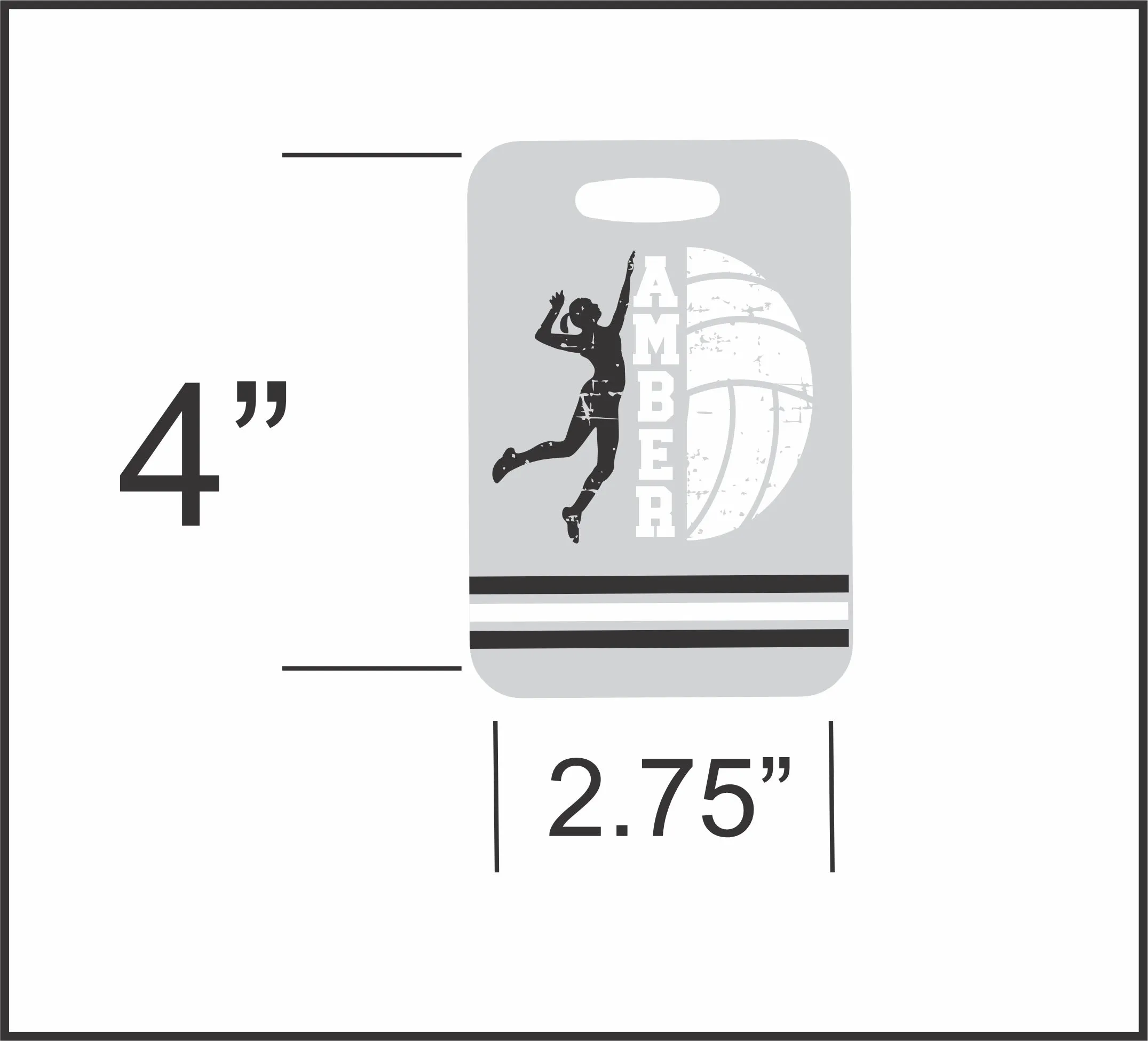 Personalized Volleyball Luggage Tag - Name Bag Tag - Gift for Girls