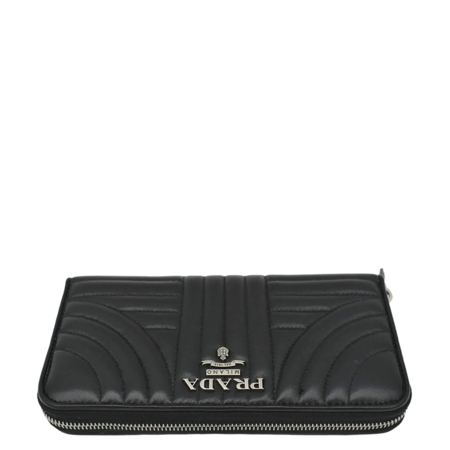 PRADA Diagramme Zip Leather Wallet Black