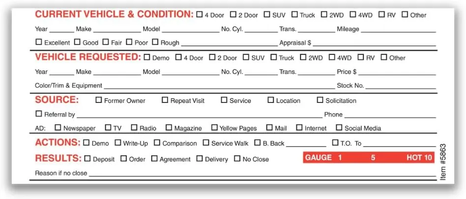 Prospect Tracker Customer Contact Report - 3-Part Carbonless Front and Back Forms for Tracking Prospects and Potential Buyers - (6-5/8" × 4") White, Canary, Pink