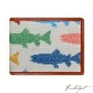 Rainbow Trout (Oatmeal) Needlepoint Bi-Fold Wallet